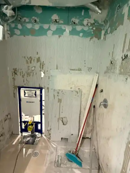 bathroom plumbing before